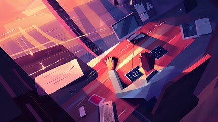 Naklejka premium Financial Officer preparing financial reports with computers and calculators