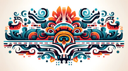 Fototapeta premium colorful aztec design vector pattern geometric shapes poster background