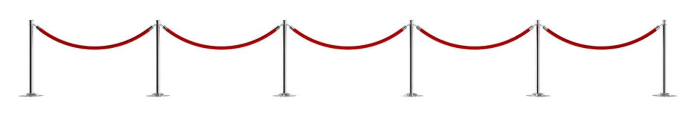 Chrome stanchion pole and velvet rope barrier. Red carpet. Isolated. Transparent background. 3d illustration. © MP