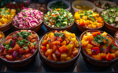 Variety of fresh salsas