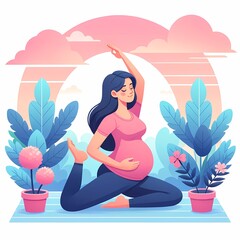 Pregnant Woman Practicing Yoga in a Serene Outdoor Setting