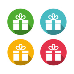 Gift box icons in modern flat style. Gift boxes with ribbon icons set. Gift box flat line silhouette set.