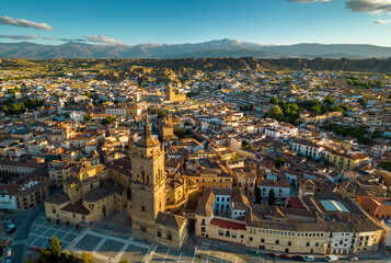 Aerial drone view of Guadix city. Historic and medieval city of Guadix lies at an altitude of 913...