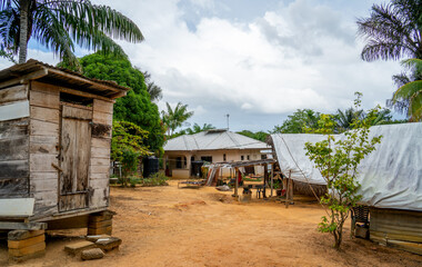Street scene in the inland village of Botopasi, Suriname
