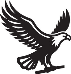 Eagle on the branch silhouette vector illustration.