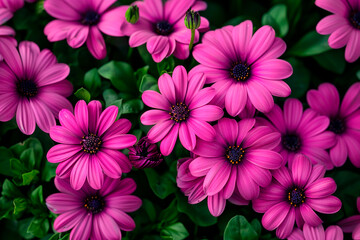 Fototapeta premium A bunch of pink flowers are in a garden