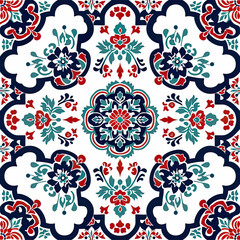 Colorful Oriental Floral Tile Design