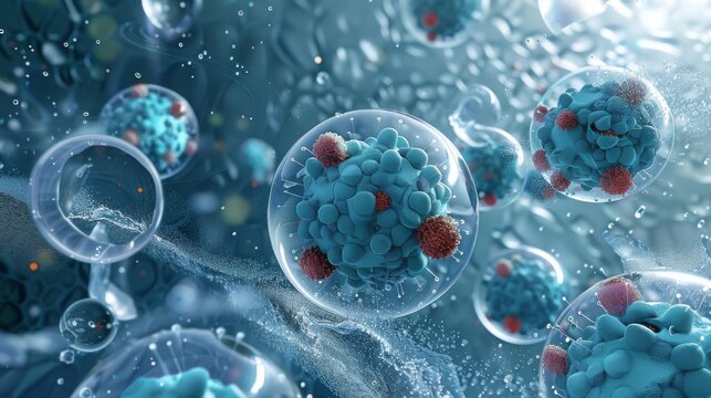 Illustration,  nanoparticles purifying contaminated water