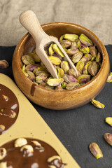 delicious salted green pistachios without shells