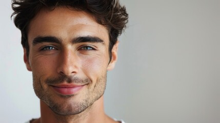 Fototapeta premium Smiling man with casual attire and stubble