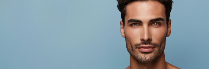 Obraz premium Man with perfect facial features and tan skin