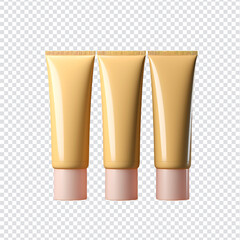 colored cosmetic tubes isolated on a transparent background