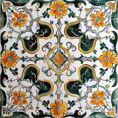 Ornate Oriental Floral Tile Design