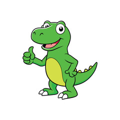 cartoon style dinosaur T-Rex with a green body