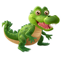 Fototapeta premium Cute and playful crocodile cartoon toy character on transparent background. 