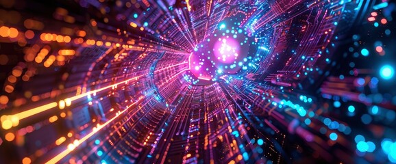 Fototapeta premium Technology Abstract, Digital Energy Fractals, Technology Abstract Background