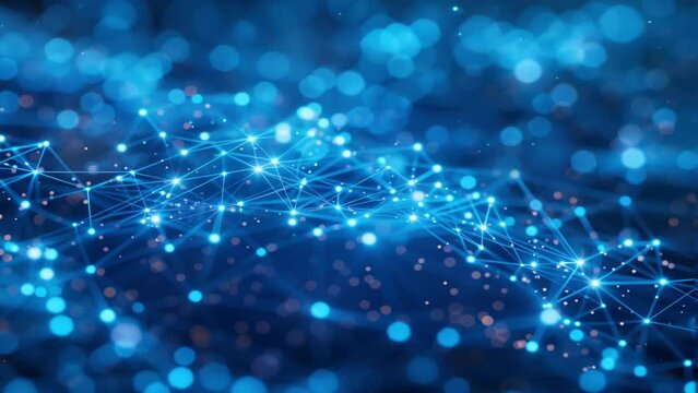 Blue light Abstract digital data network connection futuristic technology business looping animation footage video background