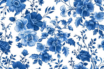Beautiful flat floral blue background