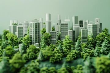 A city surrounded by trees. green living concept