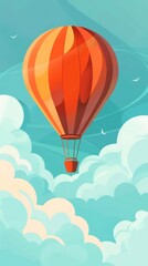 Fototapeta premium Weather Balloon flat design side view meteorological study theme water color Triadic Color Scheme