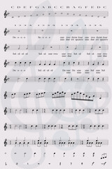 Music theory, method for beginning learning to read notes in sheet music with a treble clef.