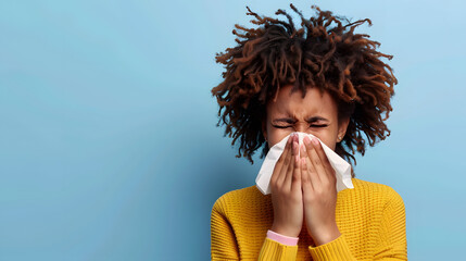 Combate à Gripe: Mulher Espirrando e Enfrentando Nariz Escorrendo