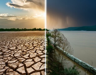 Auswirkungen des Klimawandels - Trockenheit und Hochwasser - Sonne und Regen - Hochwasser