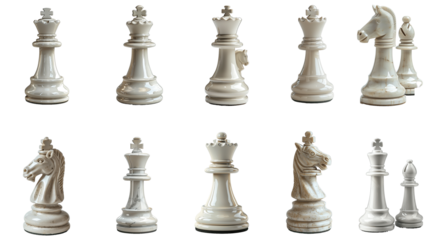 Collection of Chess Piece on white background