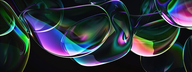 Macro of color oil bubbles with dark background