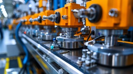 Fototapeta premium Specialized machinery calibrating and testing household appliances to ensure quality and durability, within a modern factory setting