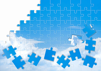 ジグソーパズル　青空　イメージ素材
