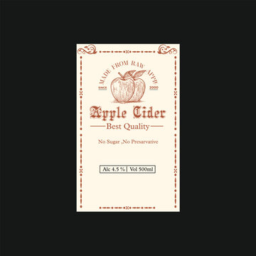 apple cider label, cider label design, Apple Cider template vector, apple engraving, hard cider

