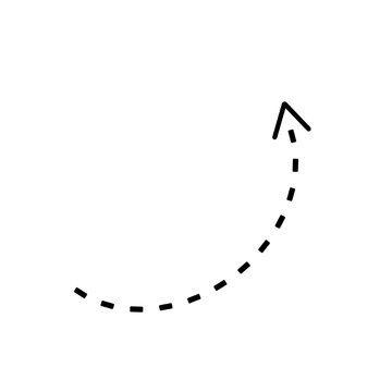 arrow with dashed line isolated on white and transparent background. black curved arrow icon flat style vector illustration. simple dash arrow