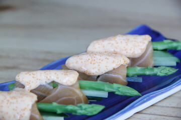 Salmon steak: smoked salmon: salmon sushi