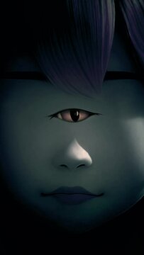 Cyclope alien girl portrait  light and eyes animation
