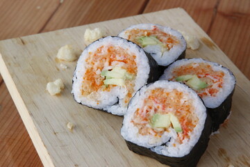 sushi with salmon Salmon steak: smoked salmon: salmon sushi