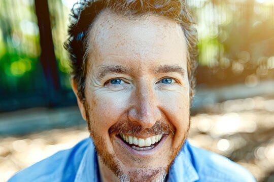 Headshot of friendly average looking man in casual cloths