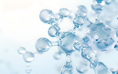 A close up of a blue molecule with a clear center. The molecule is surrounded by other molecules, creating a complex structure. Concept of complexity and interconnectedness