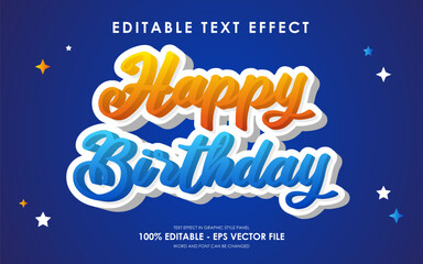 Editable Happy Birthday 3D Text Effect