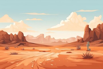 background desert flat design side view arid theme animation Splitcomplementary color scheme