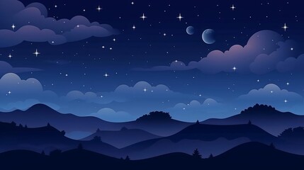 background night sky flat design top view celestial theme animation Complementary Color Scheme