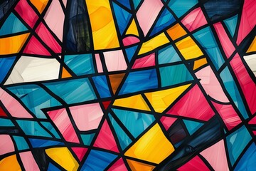 Abstract pattern with colorful lines and shapes on a white background ample copy space