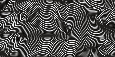 Simple wavy background. Vector illustration of striped pattern with optical illusion, op art