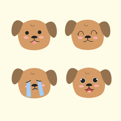 set of puppies with various emoticon 