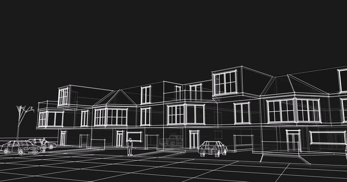 modern architecture city townhouse 3d rendering