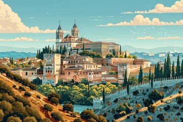 Fototapeta premium Illustration of Toledo, Spain
