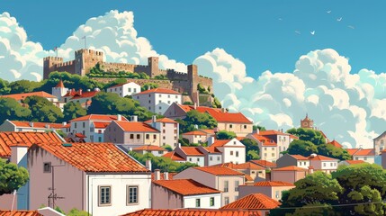 Obraz premium Illustration of Marvão, Portugal
