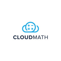 cloud math simple sleek creative geometric modern logo design