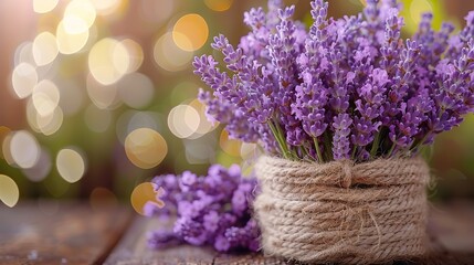 Fototapeta premium A close-up of a bundle of freshly cut lavender.