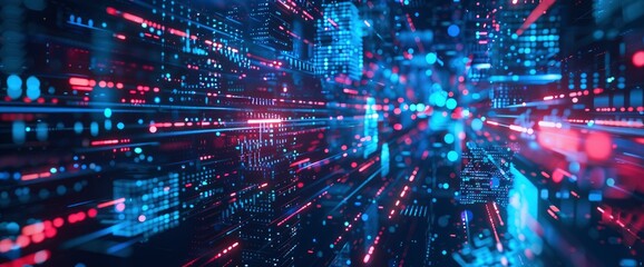 Obraz premium Technology Abstract, Blockchain Data Maps, Technology Abstract Background